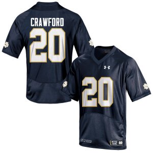Notre Dame Fighting Irish Men's Shaun Crawford #20 Navy Blue Under Armour Authentic Stitched College NCAA Football Jersey ZMS8299DO